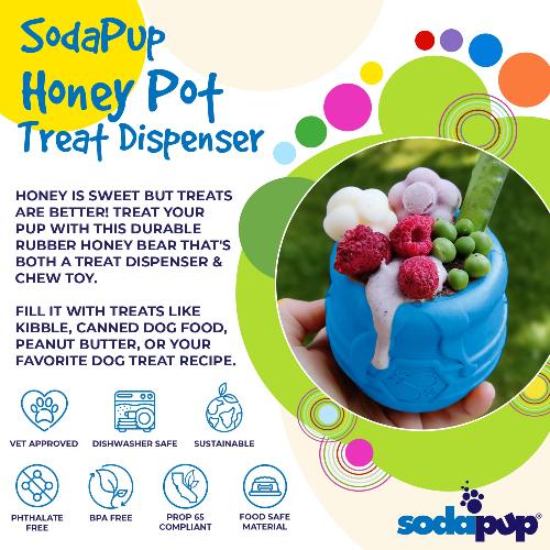 Honey Pot Dog eCup Treat Dispenser | Durable PUP-X Rubber Enrichment Toy | USA Made - BIG FRENCHIES