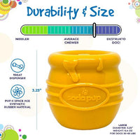 Honey Pot Dog eCup Treat Dispenser | Durable PUP-X Rubber Enrichment Toy | USA Made - BIG FRENCHIES