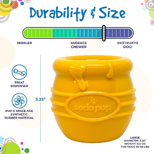 Honey Pot Dog eCup Treat Dispenser | Durable PUP-X Rubber Enrichment Toy | USA Made - BIG FRENCHIES