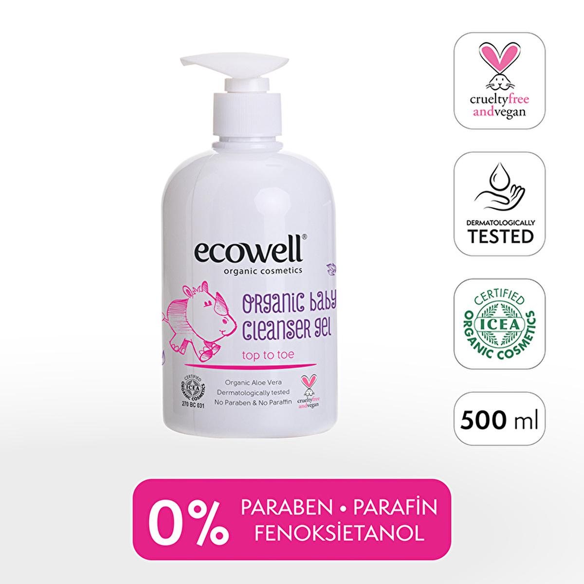 Ecowell Organic Baby Cleansing Gel - Gentle, Natural, Vegan & Chemical-Free for Baby's Sensitive Skin