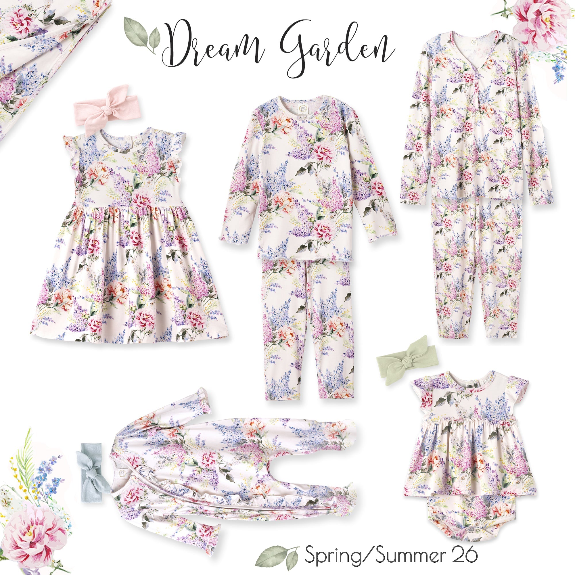 Watercolor Floral Bamboo Girls Pajama Set - BIG FRENCHIES