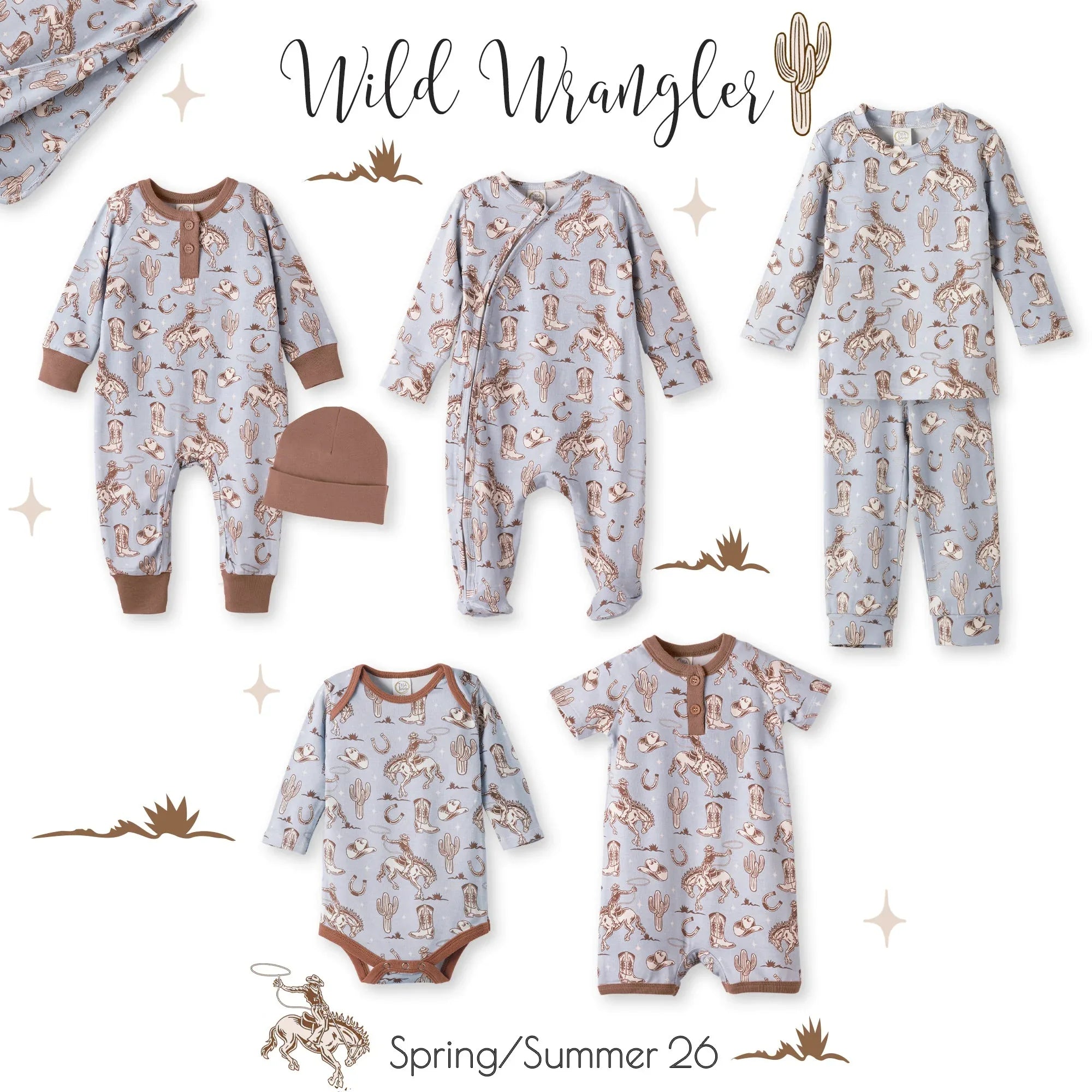 Wild Wrangler/Blue Western Bamboo Henley Cowboy Romper - BIG FRENCHIES