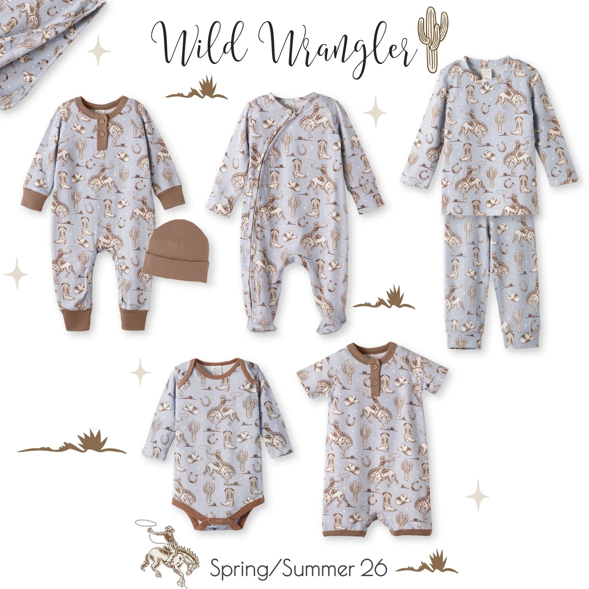 Wild Wrangler/Blue Cowboy Western Bamboo Kids Pajama Set - BIG FRENCHIES