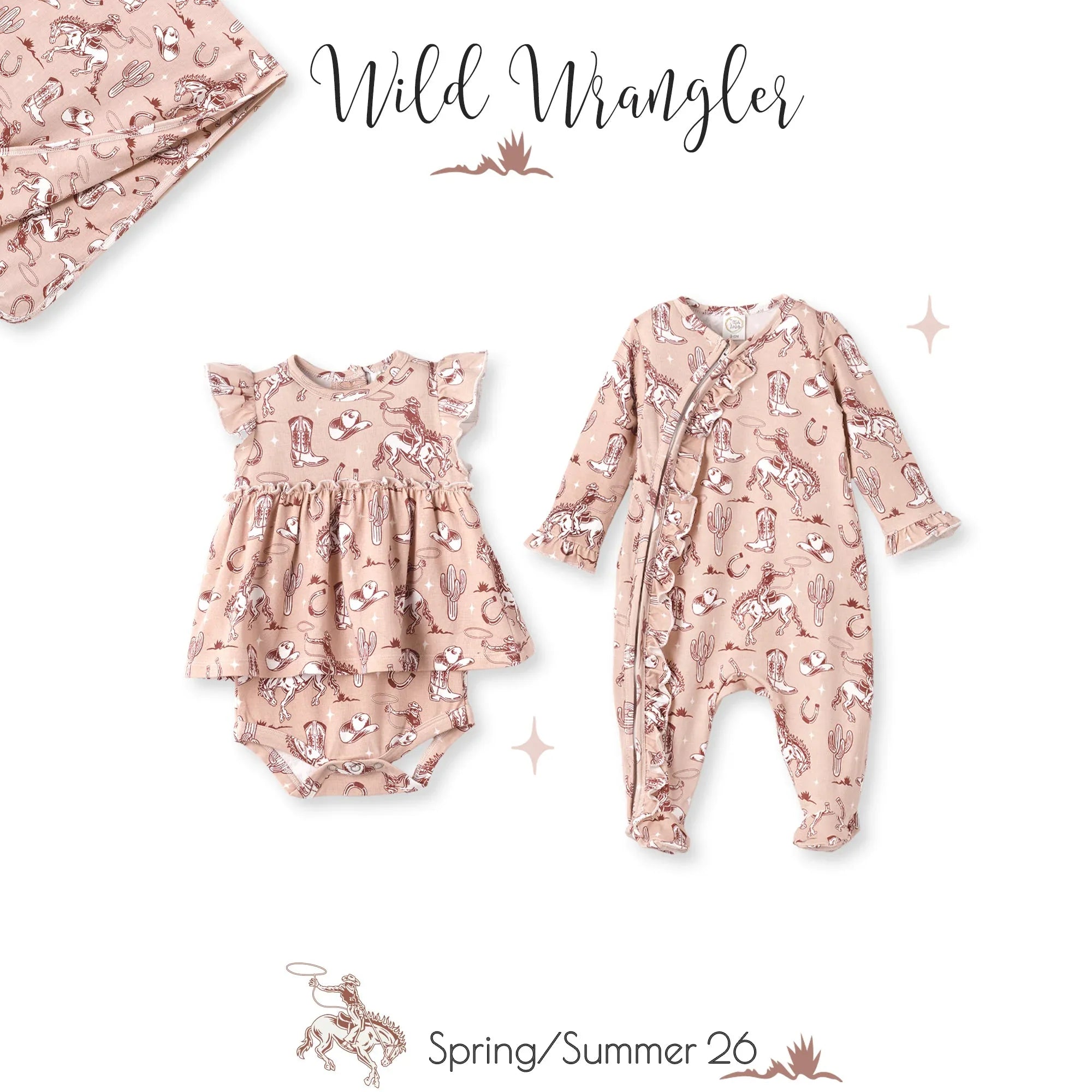 Wild Wrangler/Pink Bamboo Ruffle Zipper Romper - BIG FRENCHIES