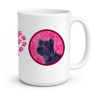 Pink Skye Terrier Ceramic Coffee Mug 15 oz Decorative Large C Handle Mug Cup for Tea, Cocoa Hot Chocolate
