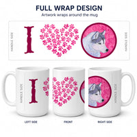Pink Siberian Husky Ceramic Coffee Mug 15 oz Decorative Large C Handle Mug Cup for Tea, Cocoa Hot Chocolate