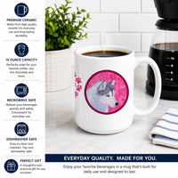 Pink Siberian Husky Ceramic Coffee Mug 15 oz Decorative Large C Handle Mug Cup for Tea, Cocoa Hot Chocolate