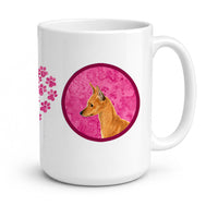 Pink Min Pin Ceramic Coffee Mug 15 oz Decorative Large C Handle Mug Cup for Tea, Cocoa Hot Chocolate