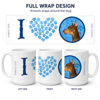 Blue Doberman Ceramic Coffee Mug 15 oz Decorative Large C Handle Mug Cup for Tea, Cocoa Hot Chocolate