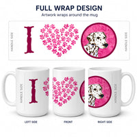 Pink Dalmatian Ceramic Coffee Mug 15 oz Decorative Large C Handle Mug Cup for Tea, Cocoa Hot Chocolate