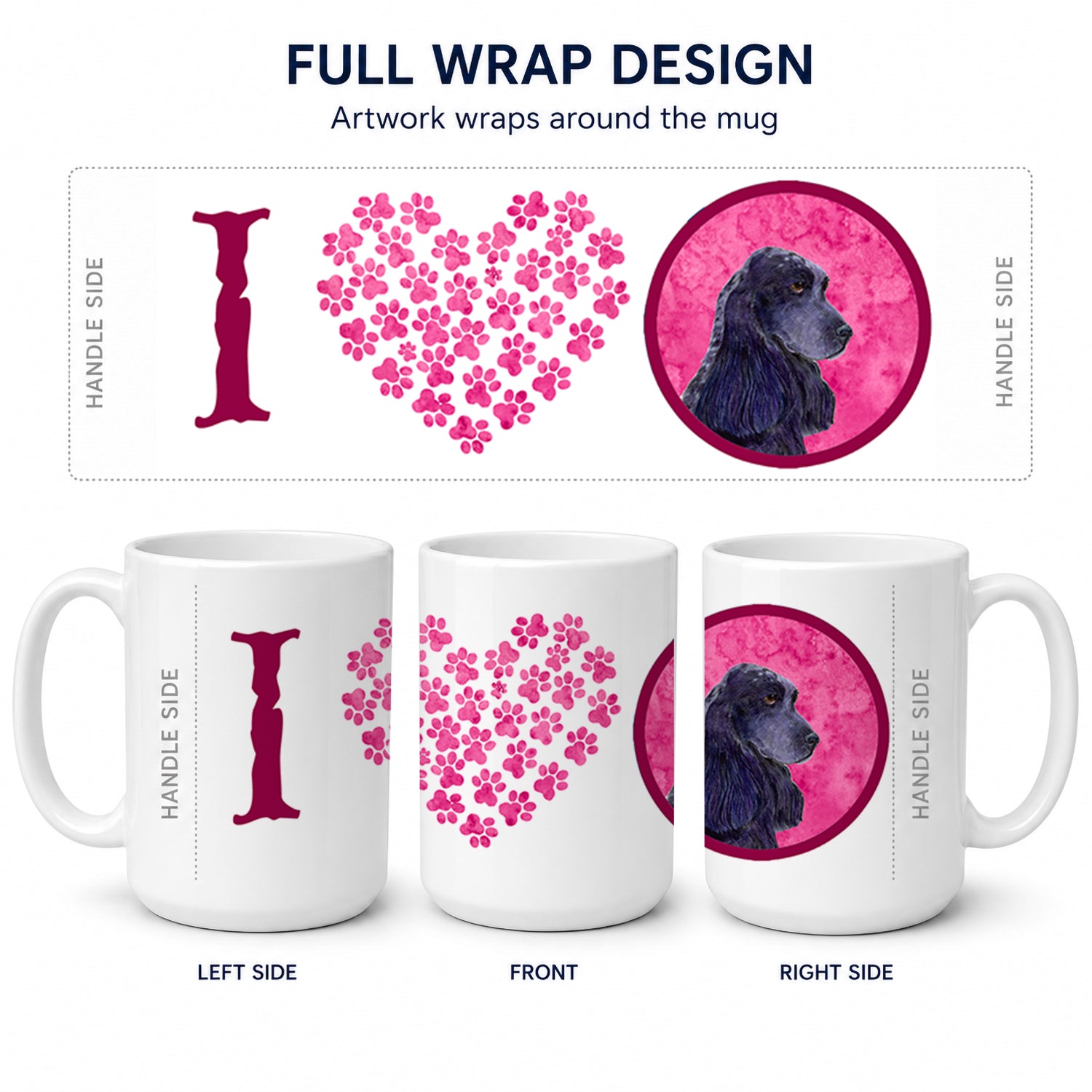 Pink Cocker Spaniel Ceramic Coffee Mug 15 oz Decorative Large C Handle Mug Cup for Tea, Cocoa Hot Chocolate