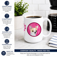 Pink Chihuahua Ceramic Coffee Mug 15 oz Decorative Large C Handle Mug Cup for Tea, Cocoa Hot Chocolate