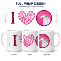 Pink Borzoi Ceramic Coffee Mug 15 oz Decorative Large C Handle Mug Cup for Tea, Cocoa Hot Chocolate