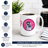 Pink Schnauzer Ceramic Coffee Mug 15 oz Decorative Large C Handle Mug Cup for Tea, Cocoa Hot Chocolate