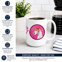 Pink Wire Fox Terrier Ceramic Coffee Mug 15 oz Decorative Large C Handle Mug Cup for Tea, Cocoa Hot Chocolate