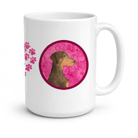 Pink Doberman Ceramic Coffee Mug 15 oz Decorative Large C Handle Mug Cup for Tea, Cocoa Hot Chocolate