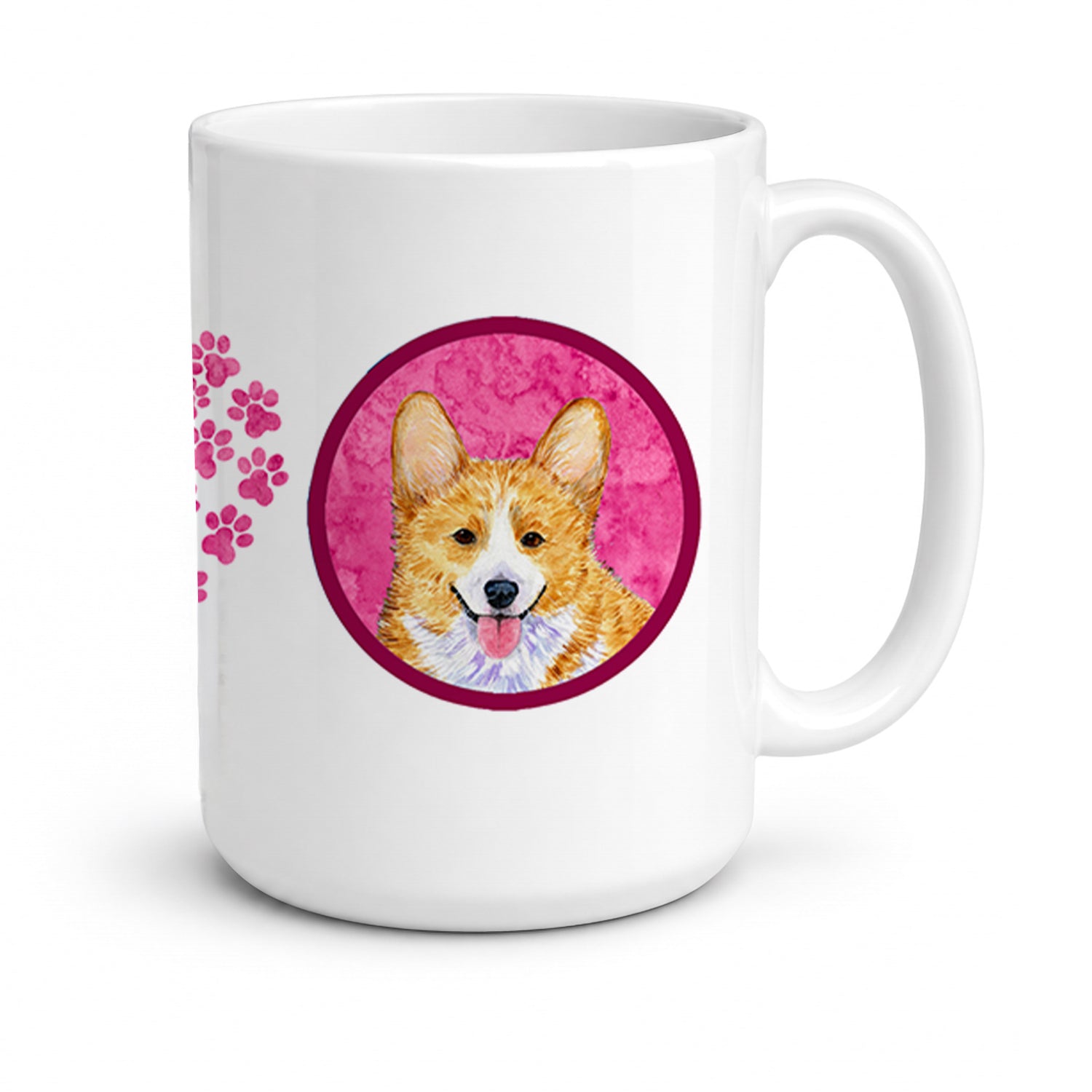 Pink Corgi Ceramic Coffee Mug 15 oz Decorative Large C Handle Mug Cup for Tea, Cocoa Hot Chocolate