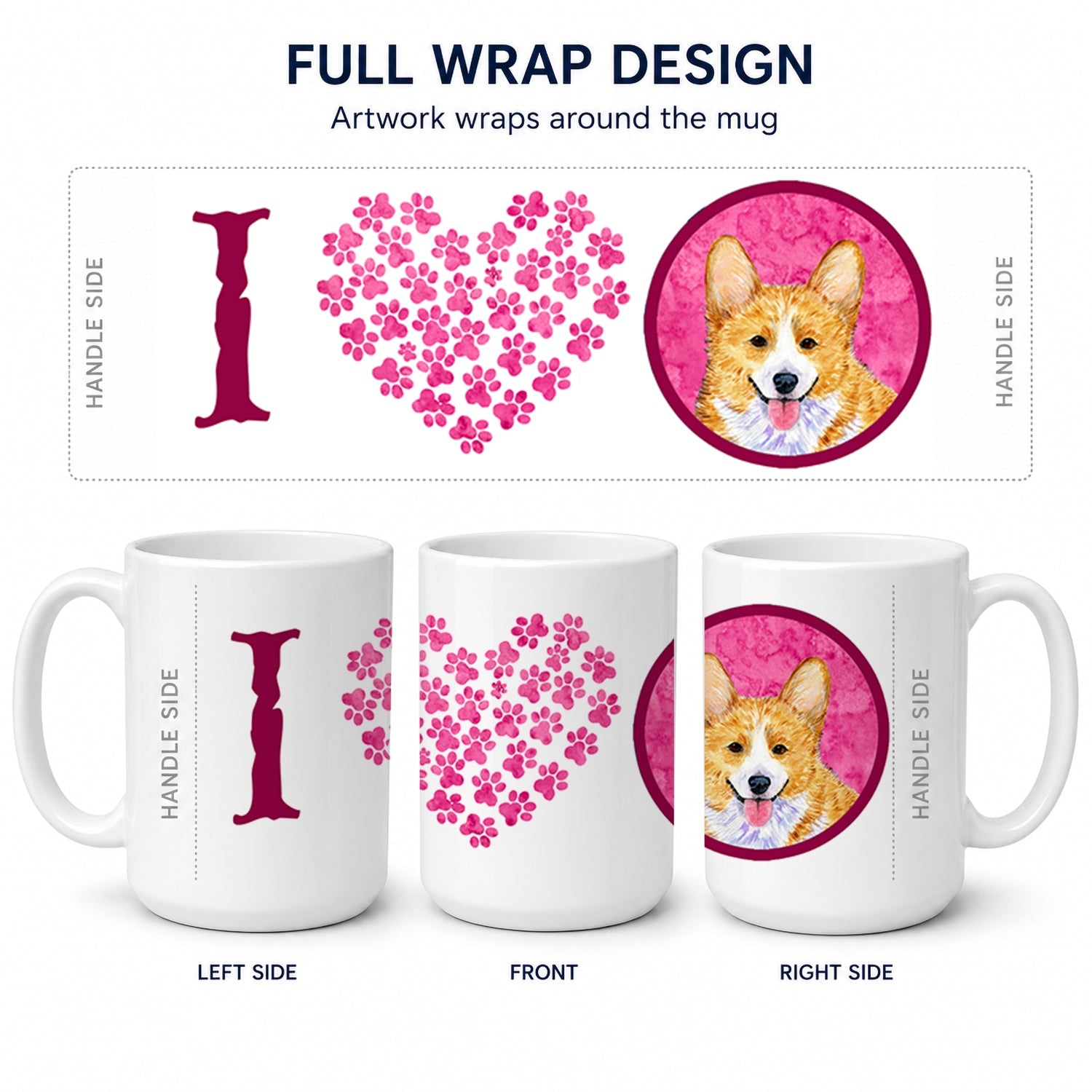 Pink Corgi Ceramic Coffee Mug 15 oz Decorative Large C Handle Mug Cup for Tea, Cocoa Hot Chocolate