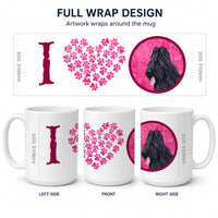 Pink Briard Ceramic Coffee Mug 15 oz Decorative Large C Handle Mug Cup for Tea, Cocoa Hot Chocolate