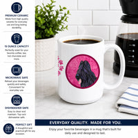 Pink Briard Ceramic Coffee Mug 15 oz Decorative Large C Handle Mug Cup for Tea, Cocoa Hot Chocolate