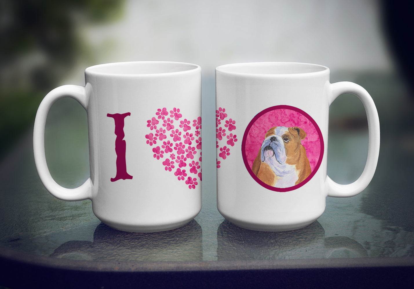Pink English Bulldog Ceramic Coffee Mug 15 oz Decorative Large C Handle Mug Cup for Tea, Cocoa Hot Chocolate
