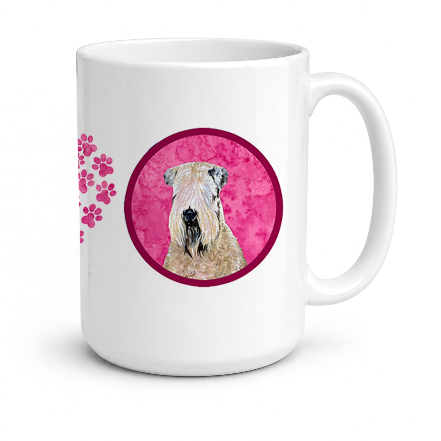 Pink Soft Coated Wheaten Terrier Ceramic Coffee Mug 15 oz Decorative Large C Handle Mug Cup for Tea, Cocoa Hot Chocolate