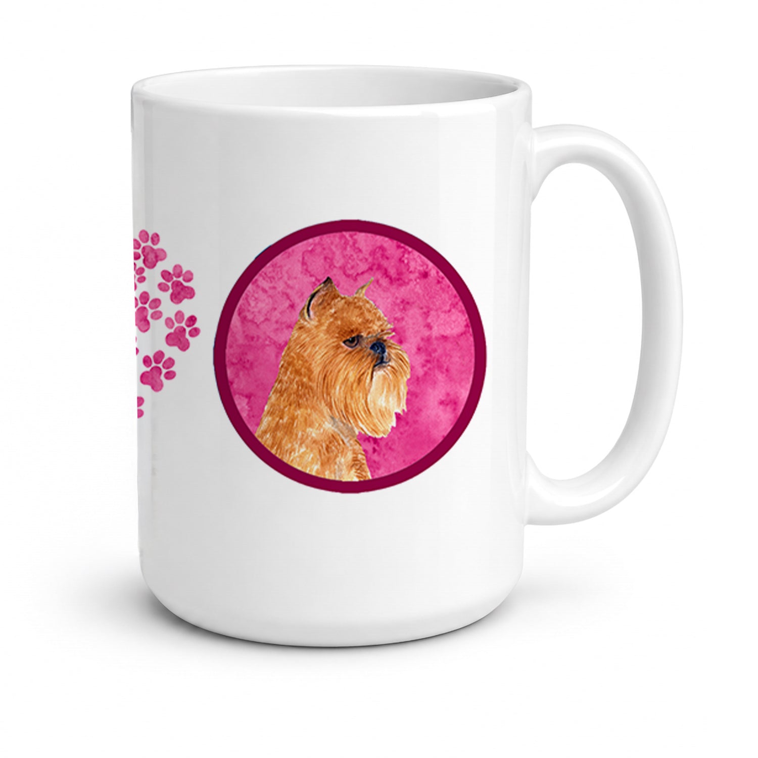 Pink Brussels Griffon Ceramic Coffee Mug 15 oz Decorative Large C Handle Mug Cup for Tea, Cocoa Hot Chocolate