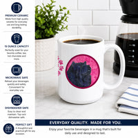 Pink Chow Chow Ceramic Coffee Mug 15 oz Decorative Large C Handle Mug Cup for Tea, Cocoa Hot Chocolate