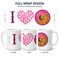 Pink Chow Chow Ceramic Coffee Mug 15 oz Decorative Large C Handle Mug Cup for Tea, Cocoa Hot Chocolate