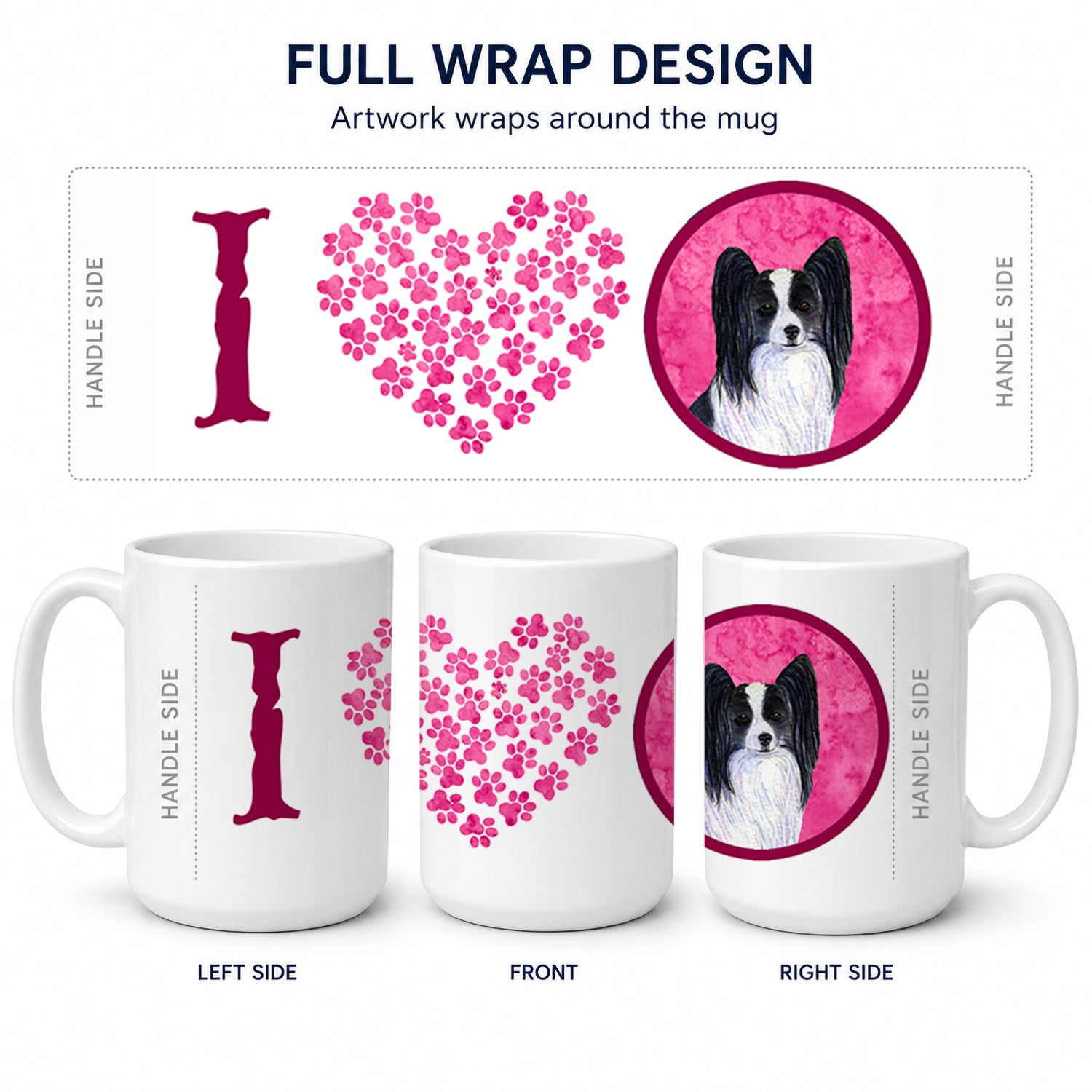 Pink Papillon Ceramic Coffee Mug 15 oz Decorative Large C Handle Mug Cup for Tea, Cocoa Hot Chocolate