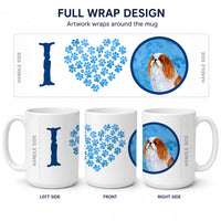 Blue English Toy Spaniel Ceramic Coffee Mug 15 oz Decorative Large C Handle Mug Cup for Tea, Cocoa Hot Chocolate