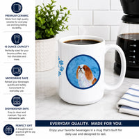 Blue English Toy Spaniel Ceramic Coffee Mug 15 oz Decorative Large C Handle Mug Cup for Tea, Cocoa Hot Chocolate