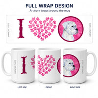 Pink White Natural Eared Boxer Ceramic Coffee Mug 15 oz Decorative Large C Handle Mug Cup for Tea, Cocoa Hot Chocolate