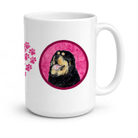 Pink Tibetan Mastiff Ceramic Coffee Mug 15 oz Decorative Large C Handle Mug Cup for Tea, Cocoa Hot Chocolate