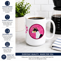 Pink Basenji Ceramic Coffee Mug 15 oz Decorative Large C Handle Mug Cup for Tea, Cocoa Hot Chocolate