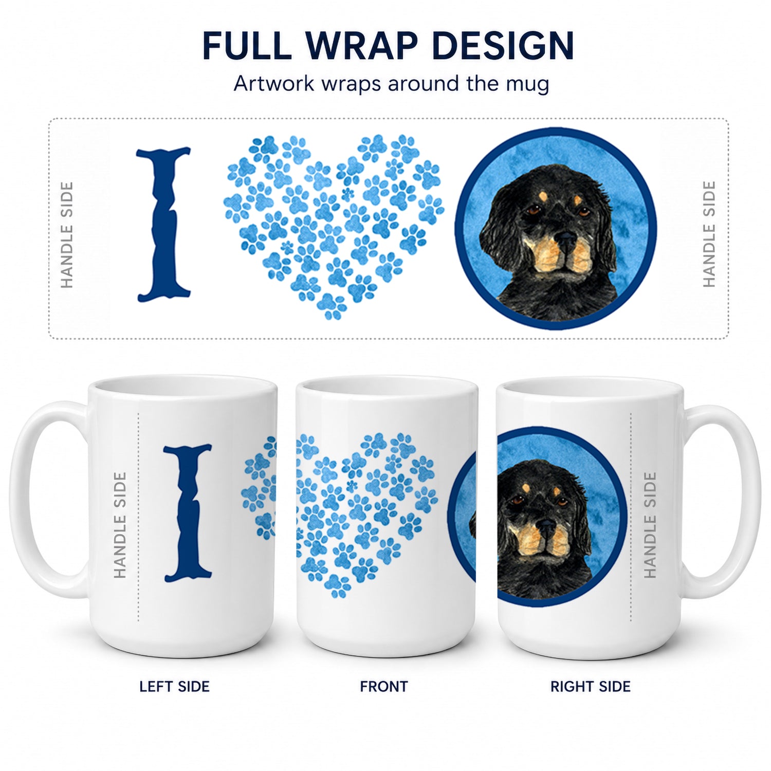 Blue Gordon Setter Ceramic Coffee Mug 15 oz Decorative Large C Handle Mug Cup for Tea, Cocoa Hot Chocolate