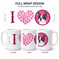 Pink Boston Terrier Ceramic Coffee Mug 15 oz Decorative Large C Handle Mug Cup for Tea, Cocoa Hot Chocolate