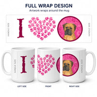 Pink Bullmastiff Ceramic Coffee Mug 15 oz Decorative Large C Handle Mug Cup for Tea, Cocoa Hot Chocolate