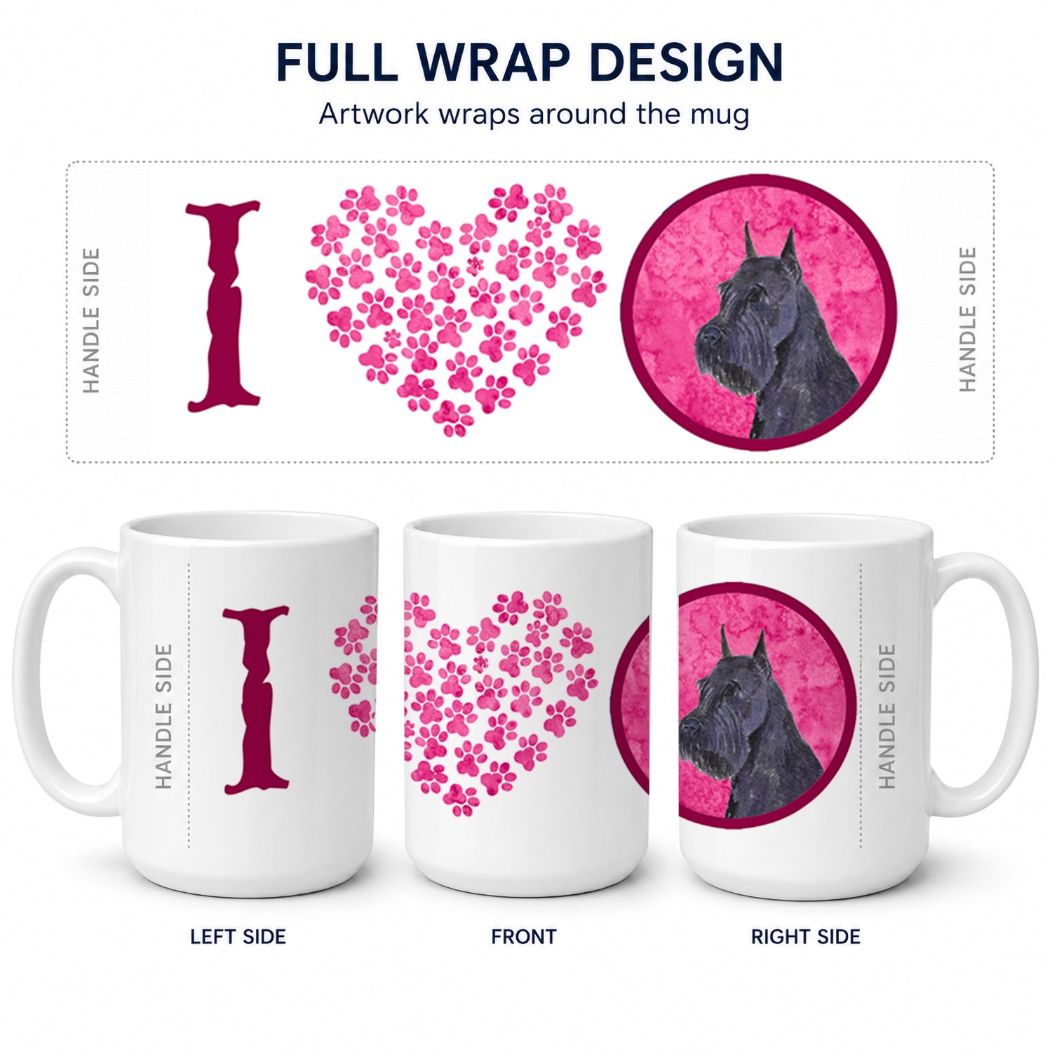 Pink Schnauzer Ceramic Coffee Mug 15 oz Decorative Large C Handle Mug Cup for Tea, Cocoa Hot Chocolate