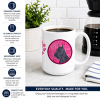 Pink Schnauzer Ceramic Coffee Mug 15 oz Decorative Large C Handle Mug Cup for Tea, Cocoa Hot Chocolate