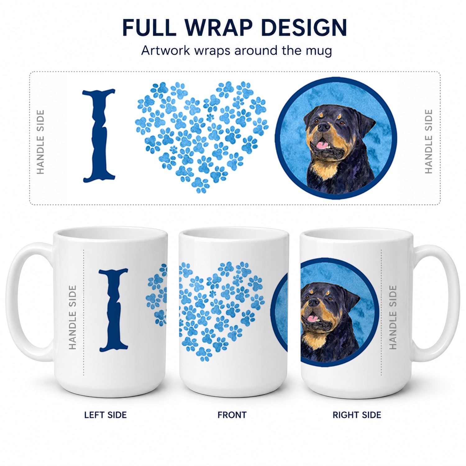 Blue Rottweiler Ceramic Coffee Mug 15 oz Decorative Large C Handle Mug Cup for Tea, Cocoa Hot Chocolate