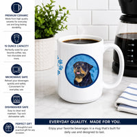 Blue Rottweiler Ceramic Coffee Mug 15 oz Decorative Large C Handle Mug Cup for Tea, Cocoa Hot Chocolate