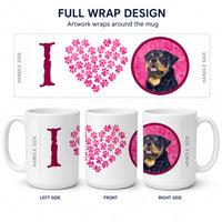 Pink Rottweiler Ceramic Coffee Mug 15 oz Decorative Large C Handle Mug Cup for Tea, Cocoa Hot Chocolate