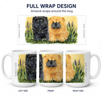 Chow Chow Ceramic Coffee Mug 15 oz Decorative Large C Handle Mug Cup for Tea, Cocoa Hot Chocolate