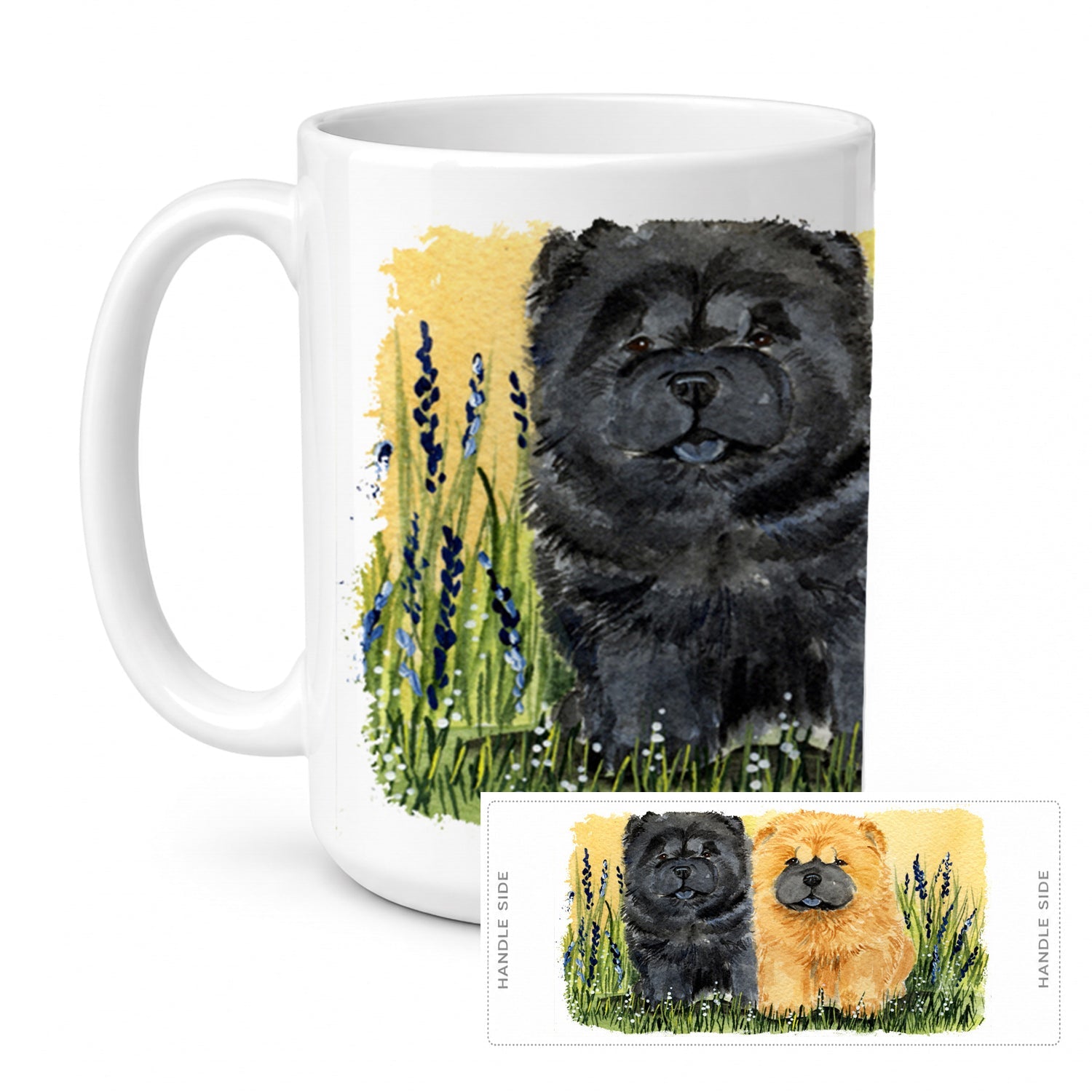 Chow Chow Ceramic Coffee Mug 15 oz Decorative Large C Handle Mug Cup for Tea, Cocoa Hot Chocolate