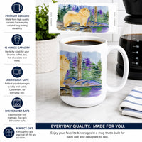 Chow Chow Ceramic Coffee Mug 15 oz Decorative Large C Handle Mug Cup for Tea, Cocoa Hot Chocolate