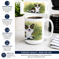 Corgi Ceramic Coffee Mug 15 oz Decorative Large C Handle Mug Cup for Tea, Cocoa Hot Chocolate