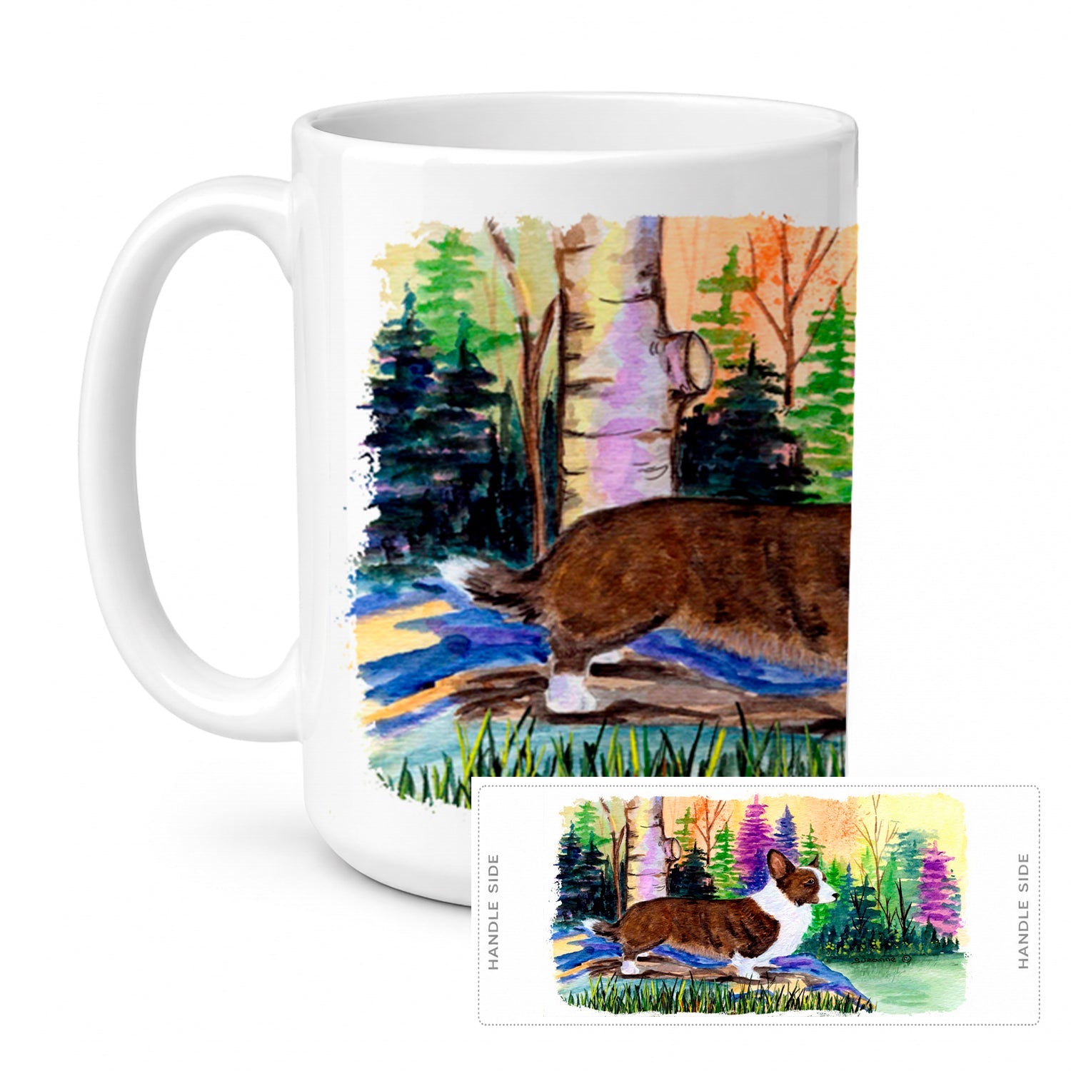 Corgi Ceramic Coffee Mug 15 oz Decorative Large C Handle Mug Cup for Tea, Cocoa Hot Chocolate