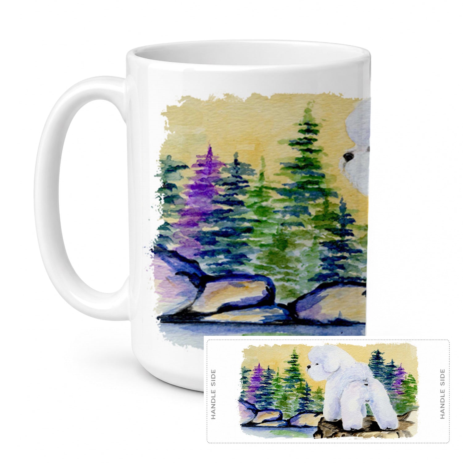Bichon Frise Ceramic Coffee Mug 15 oz Decorative Large C Handle Mug Cup for Tea, Cocoa Hot Chocolate