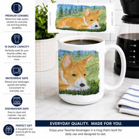 Basenji Ceramic Coffee Mug 15 oz Decorative Large C Handle Mug Cup for Tea, Cocoa Hot Chocolate